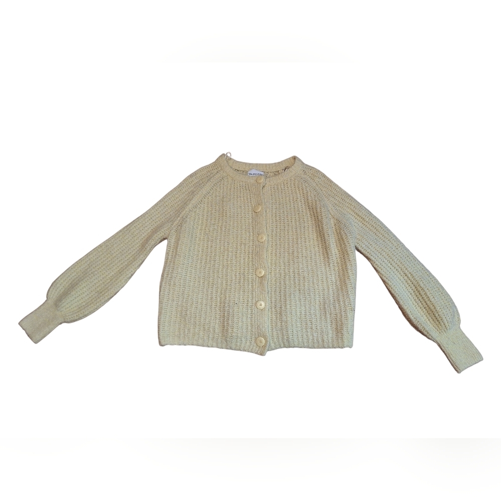 Willow & Wind Pale Yellow Cardigan Sweater Cottagecore Ladies Medium GRANNYCORE